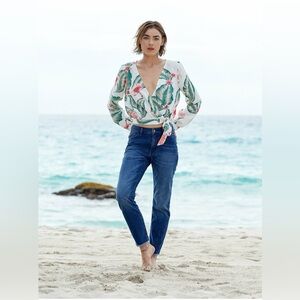 Roxy Empire State View Tropical Print Wrap Top
